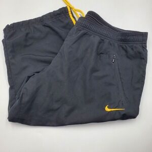Nike LIVESTRONG Men's Black Gym Shorts Yellow Stripe Drawstring  L